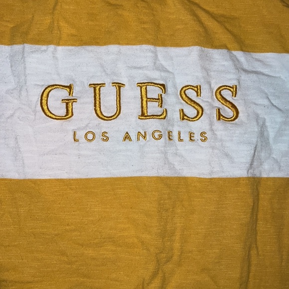 Guess Originals yellow & white Horizontal stripe shirt - Picture 3 of 3